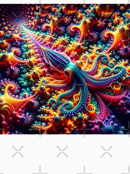 A.I. Psychedelic Fractal Squid 0001 FunFractals ChromaDepth 3D