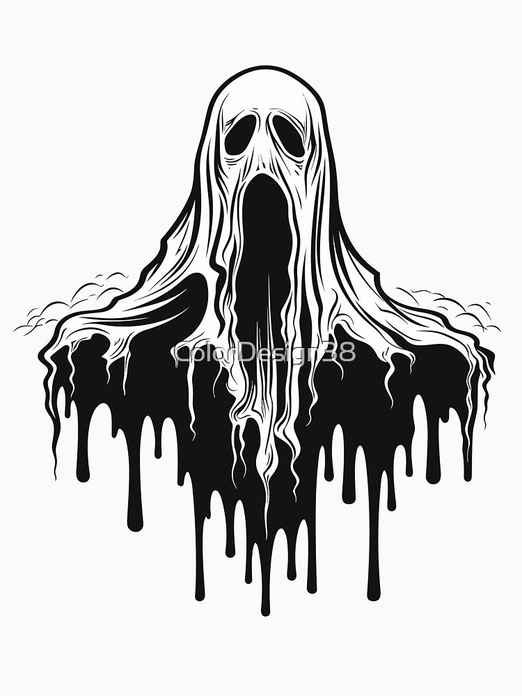 A spooky ghost with black and white colors