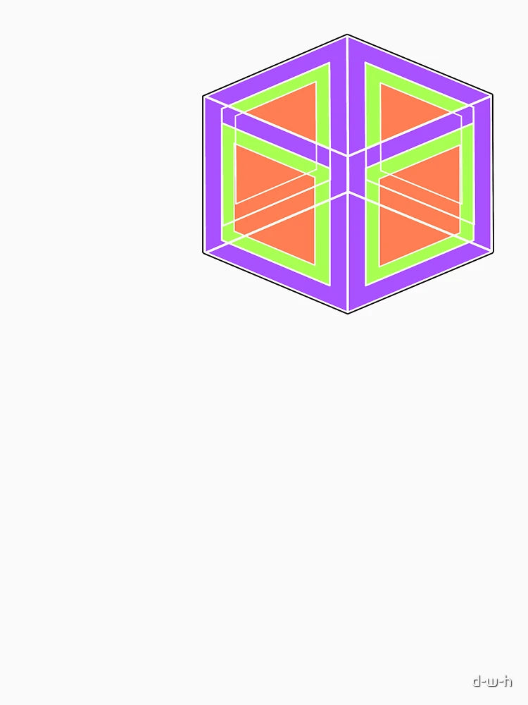 3D Cube #3 - Purple, Green, Orange