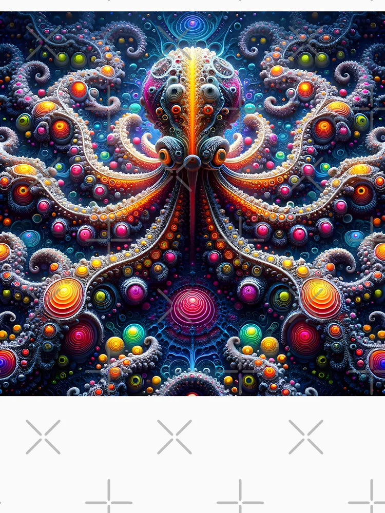 A.I. Psychedelic Fractal Octopus 0001 FunFractals ChromaDepth 3D