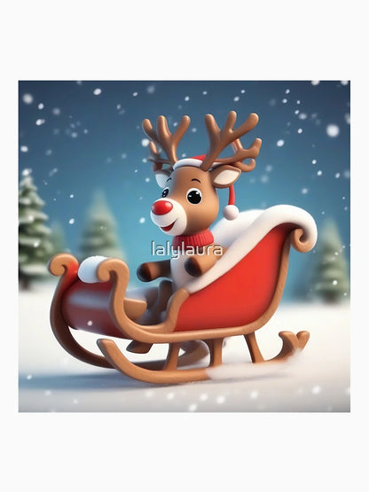 3d reindeer in a sleigh