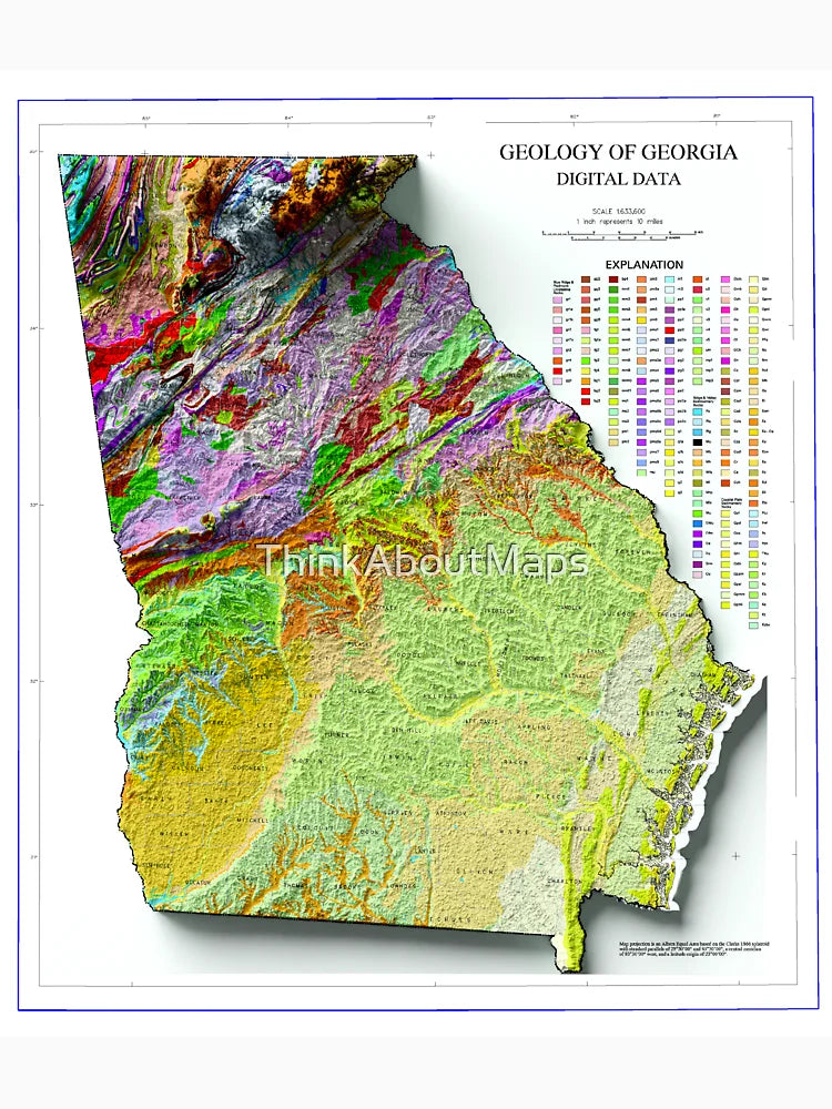 1976 Geological map of Georgia digitally-rendered