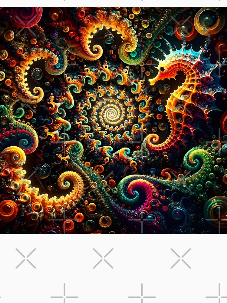 A.I. Psychedelic Fractal Seahorse 0001 FunFractals ChromaDepth 3D