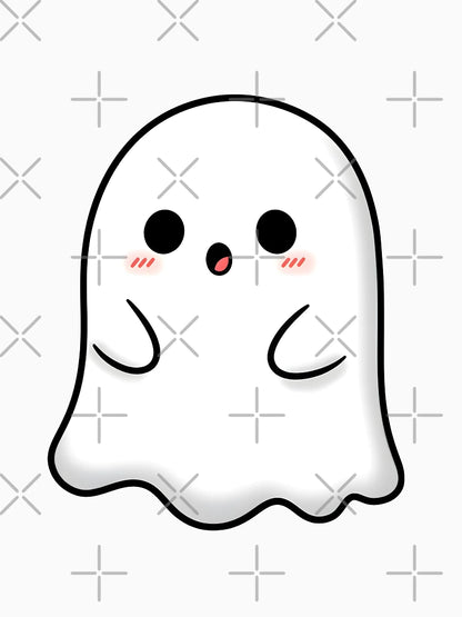 Adorable Cartoon Ghost With Blushed Cheeks
