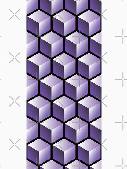 3D PURPLE CUBE GEOMETRIC PATTERN on Black Background (v1PURPLE on BLACK) ©