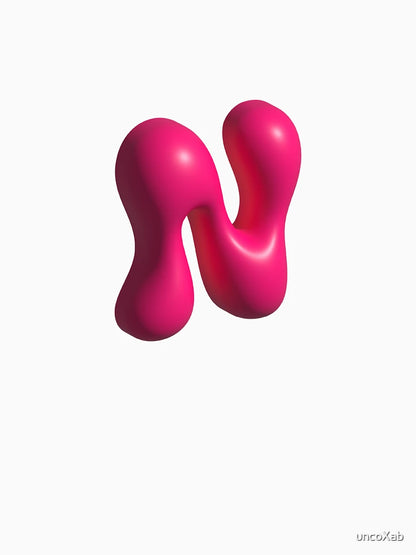 3D Pink Jelly Letter N – Glossy Bubble Alphabet Art