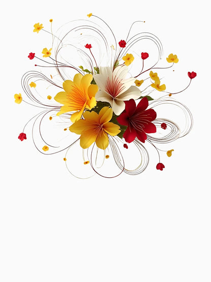 3D red, white & yellow flower