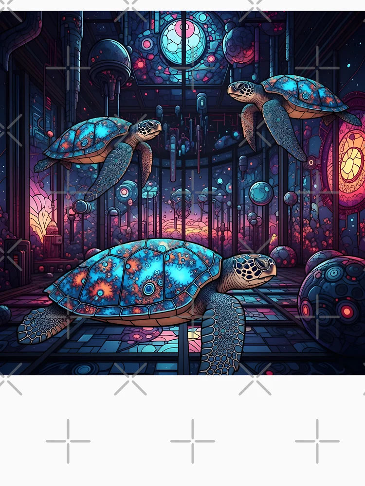 A.I. Psychedelic Fractal Sea Turtle 0003 FunFractals ChromaDepth 3D