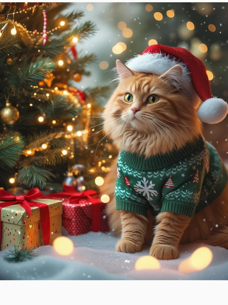 Festive Christmas Cat in Santa Hat – Cute Holiday Design