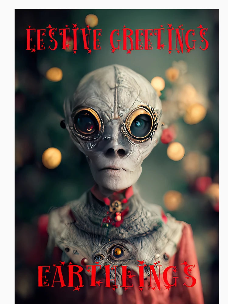 Alien greetings Christmas card for Earthling's