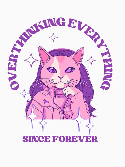 Overthinking Feline in Pink and Purple