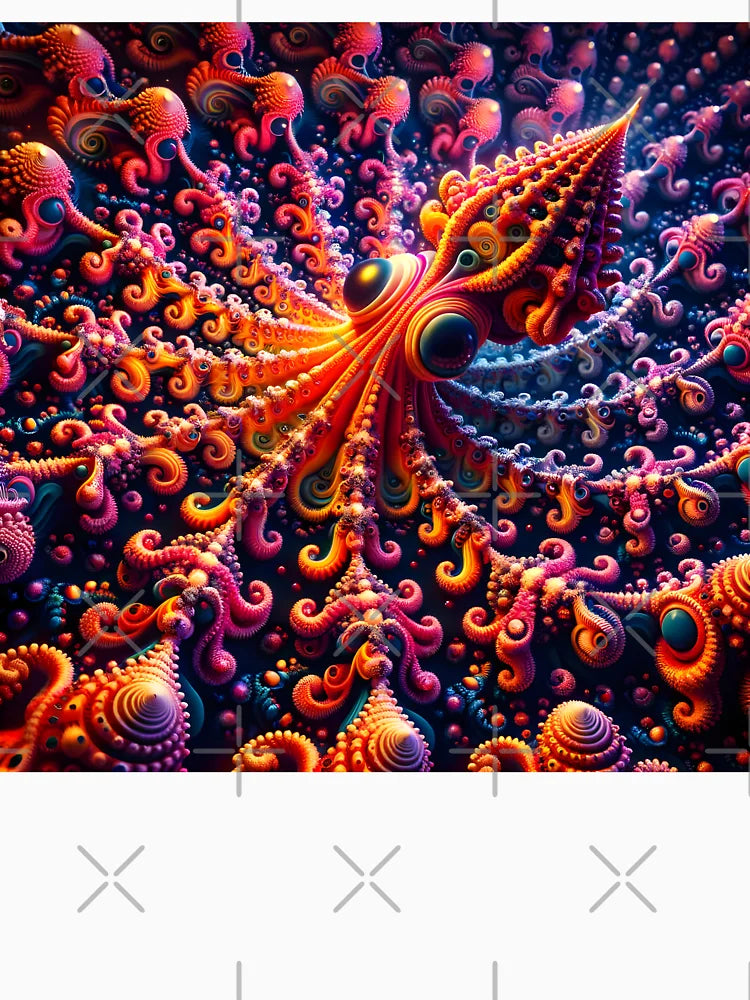 A.I. Psychedelic Fractal Squid 0003 FunFractals ChromaDepth 3D