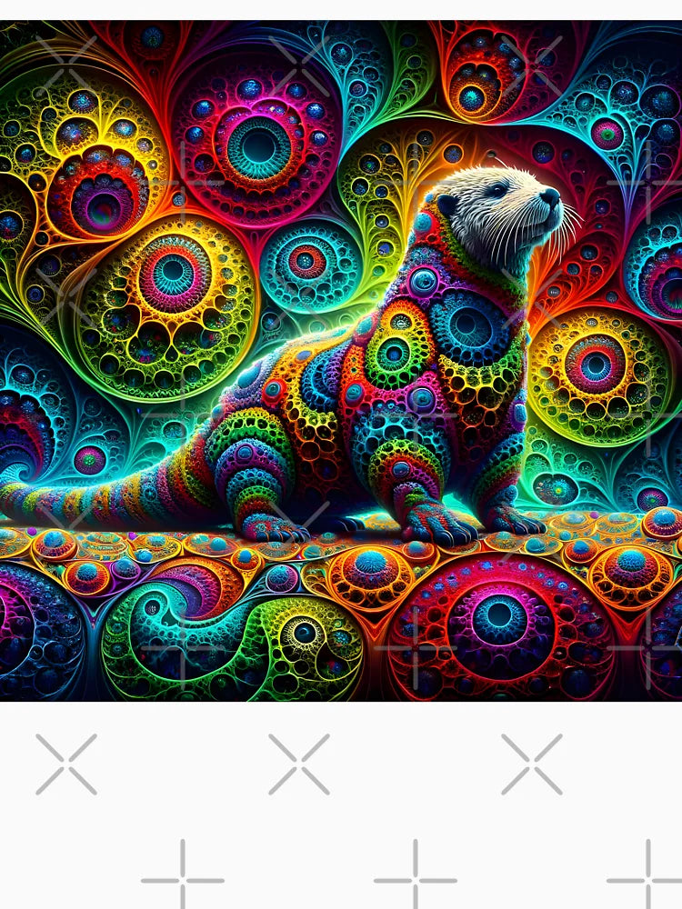 A.I. Psychedelic Fractal Otter 0003 FunFractals ChromaDepth 3D
