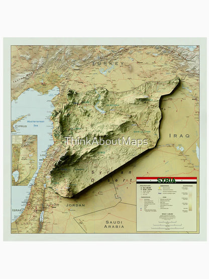 2004 Syria Relief Map 3D digitally-rendered