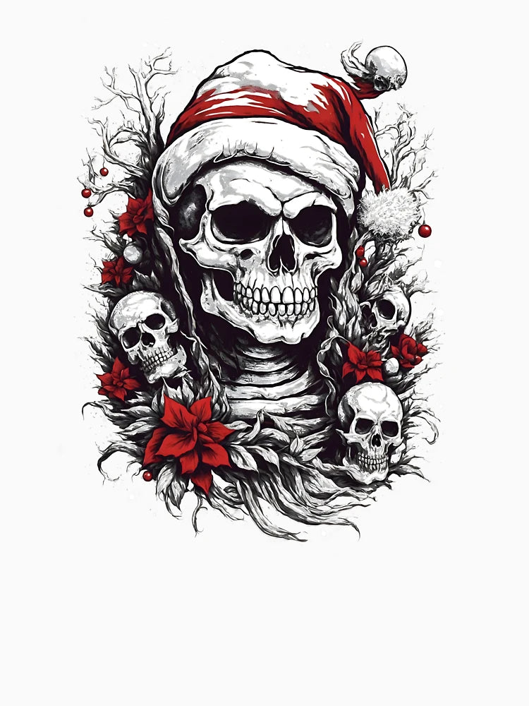 Festive Christmas Skull - Unique Holiday Art Print