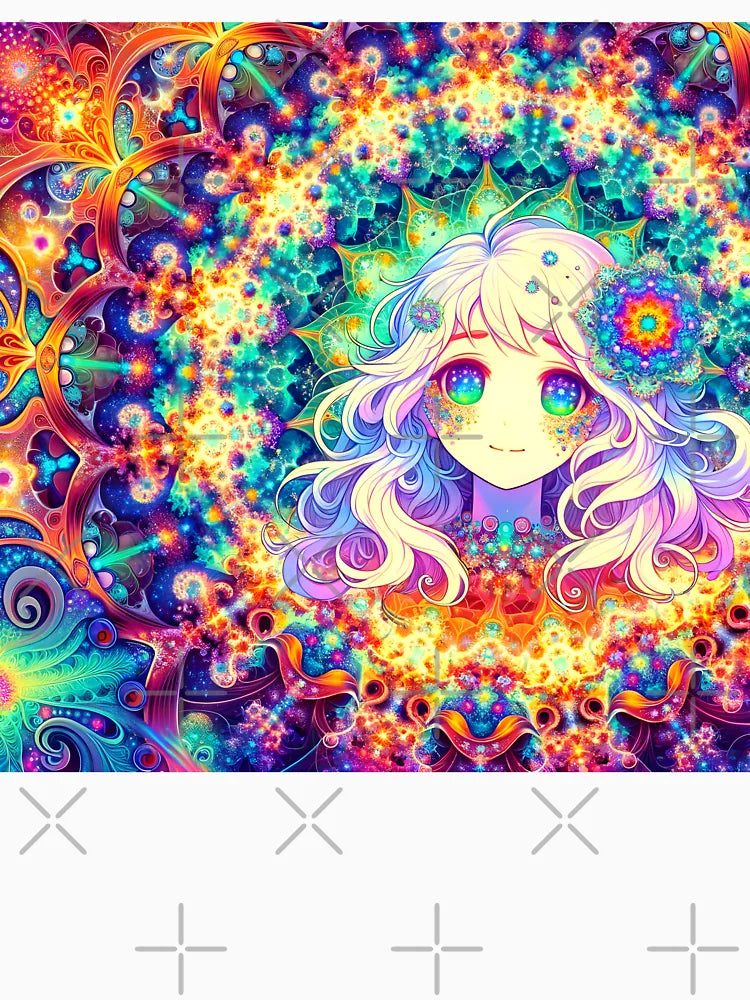 A.I. Psychedelic Fractal Anime Girl 8K 0030 FunFractals ChromaDepth 3D
