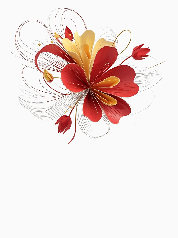 3Ddelicate red & gold flowers