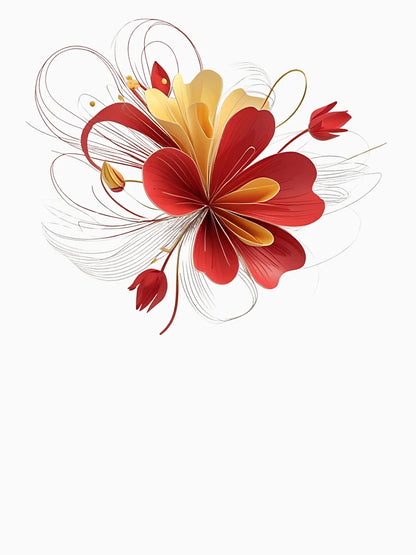 3Ddelicate red & gold flowers