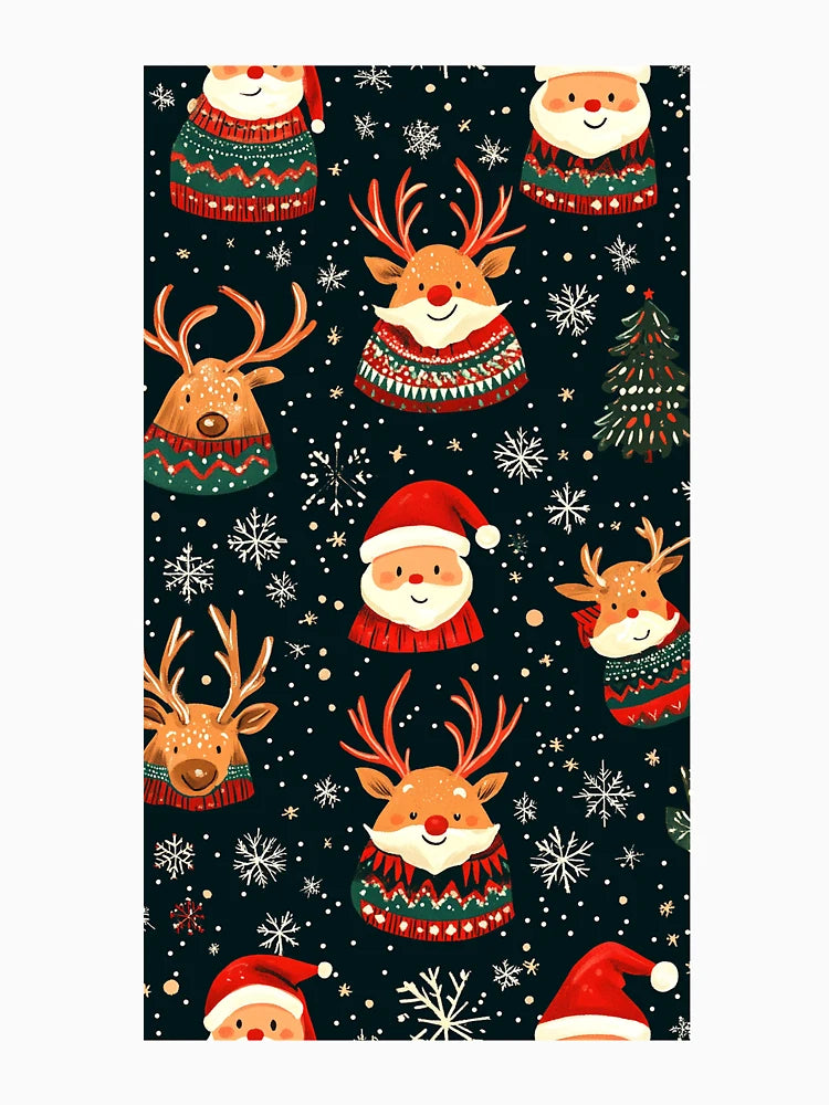 Festive Christmas Pattern with Santa and Reindeer