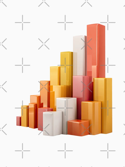 3D Colorful Bar Chart Business Growth Art