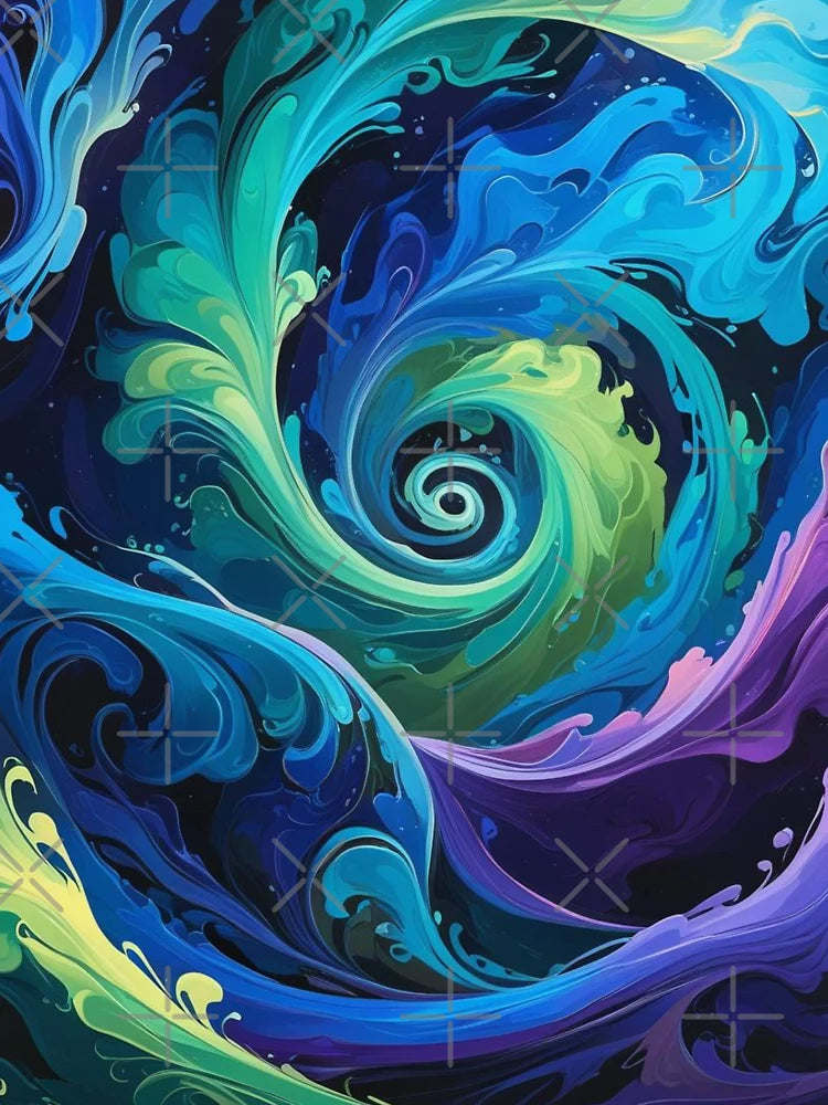 Abstract Spiral  - Shades of Blue, Purple and Green 2