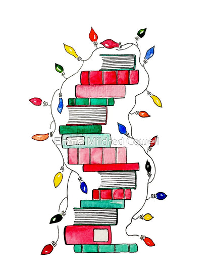 Festive Holiday Book Stack
