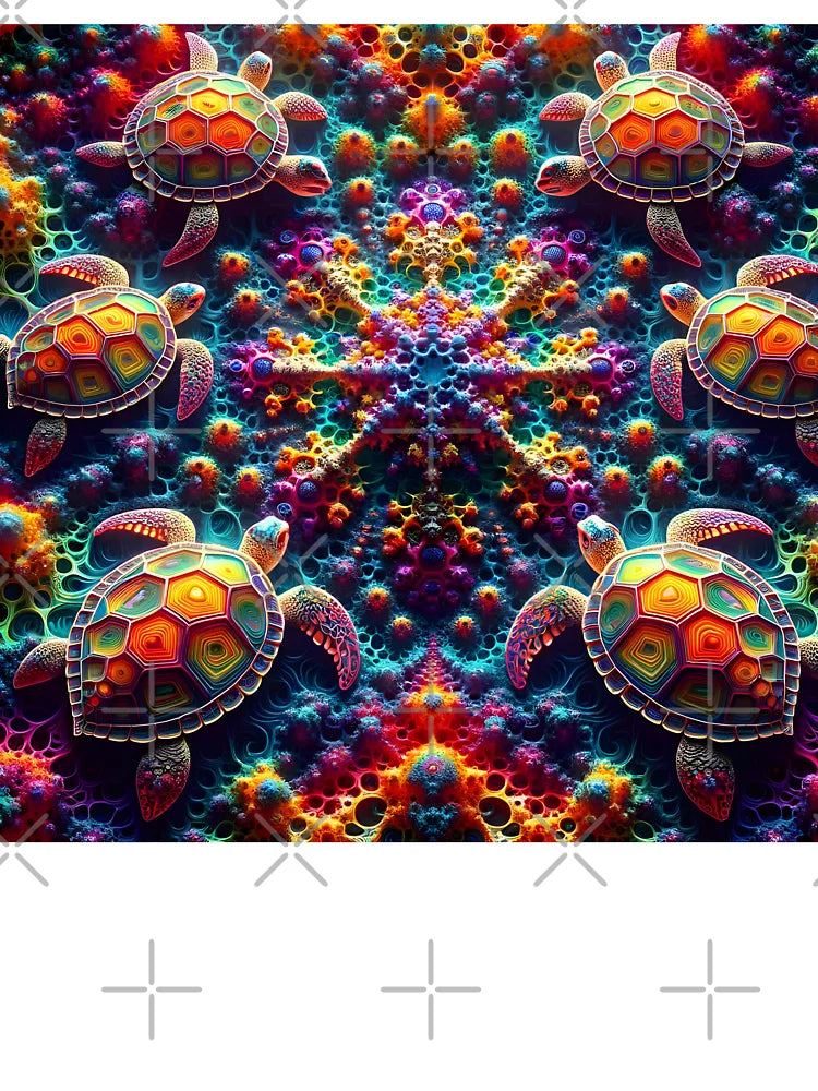 A.I. Psychedelic Fractal Sea Turtle 0002 FunFractals ChromaDepth 3D