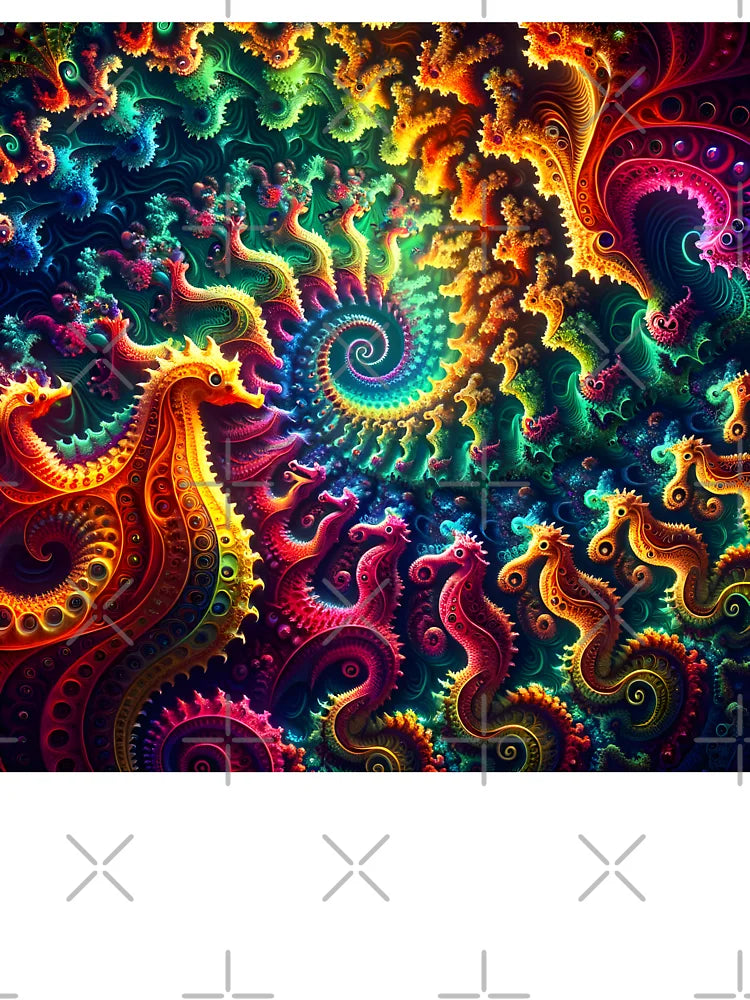 A.I. Psychedelic Fractal Seahorse 0003 FunFractals ChromaDepth 3D