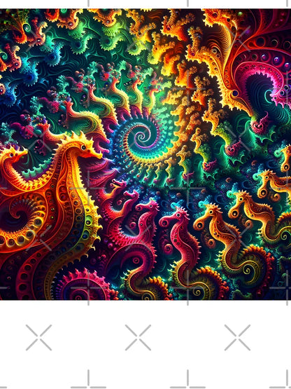 A.I. Psychedelic Fractal Seahorse 0003 FunFractals ChromaDepth 3D