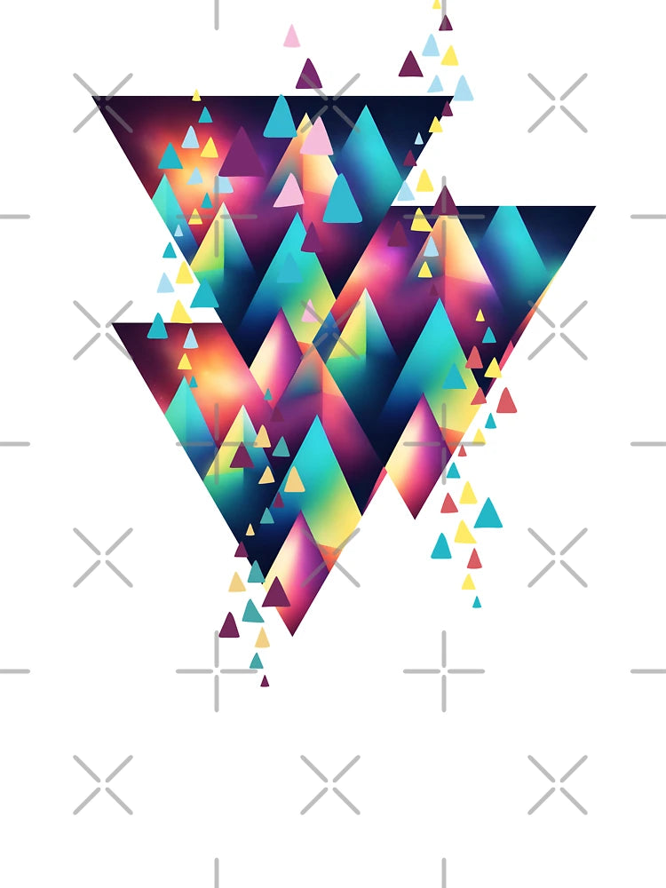 Abstract pattern of multicolored triangles