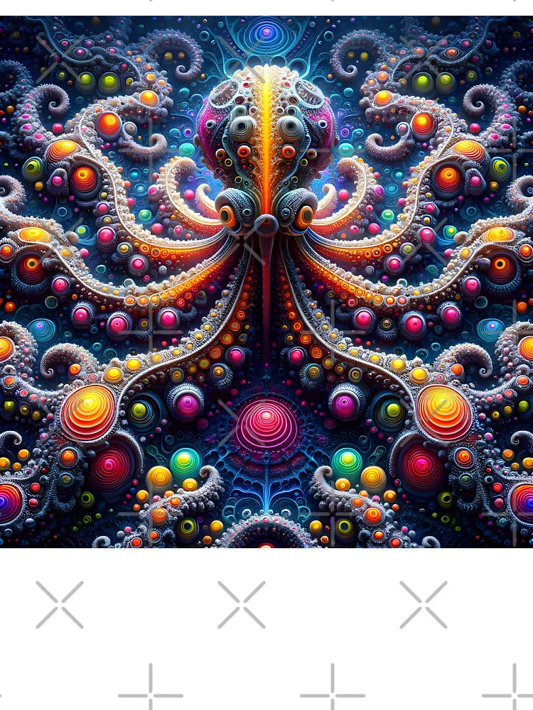 A.I. Psychedelic Fractal Octopus 0001 FunFractals ChromaDepth 3D
