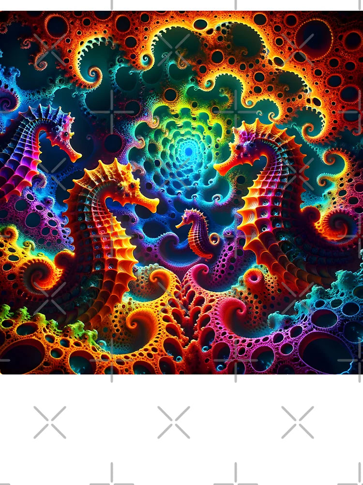 A.I. Psychedelic Fractal Seahorse 0005 FunFractals ChromaDepth 3D