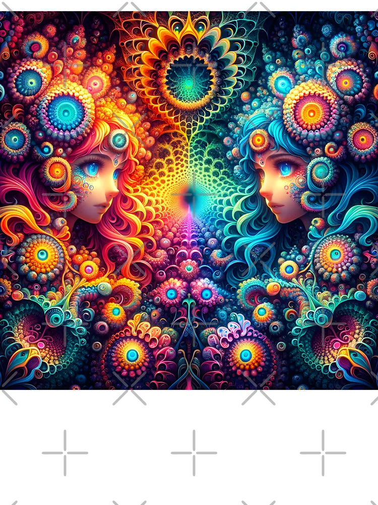 A.I. Psychedelic Fractal Anime Girl 8K 0024 FunFractals ChromaDepth 3D