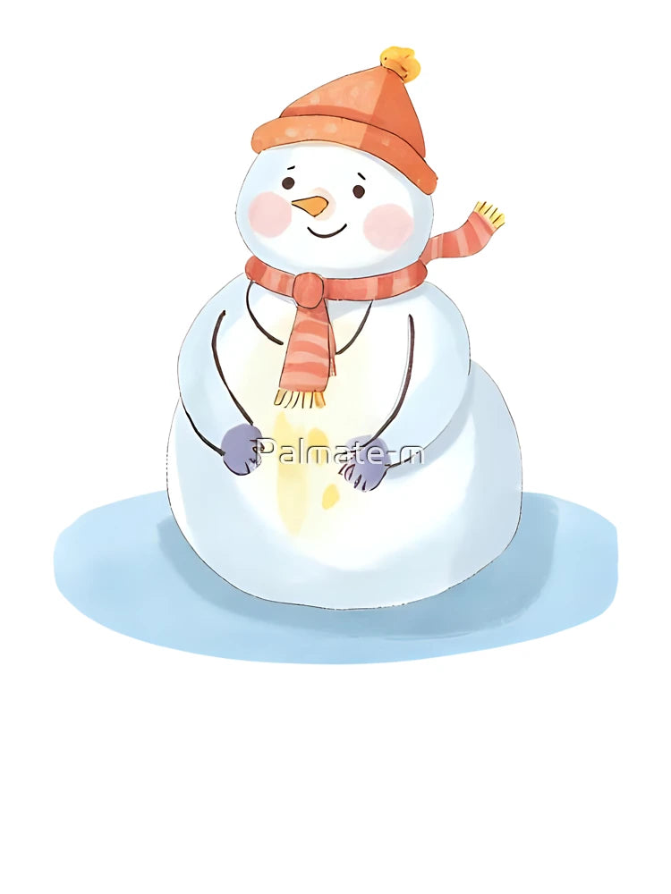 A melting snowman with a silly face and a sign that says “Too Hot To Handle”, cute and funny sticker, cartoon style, transparent background, bold outline