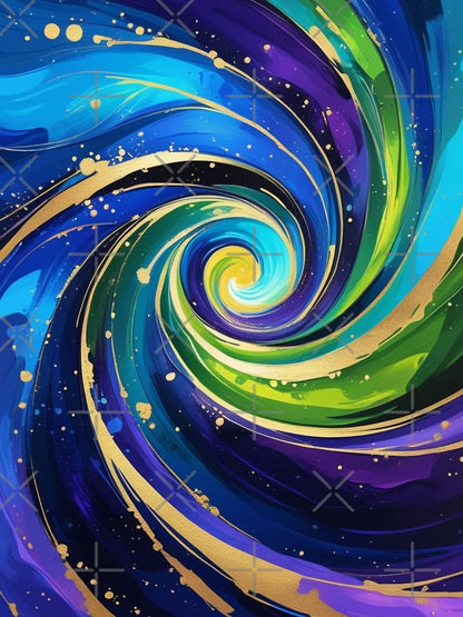Abstract Spiral  - Shades of Blue, Purple and Green 3