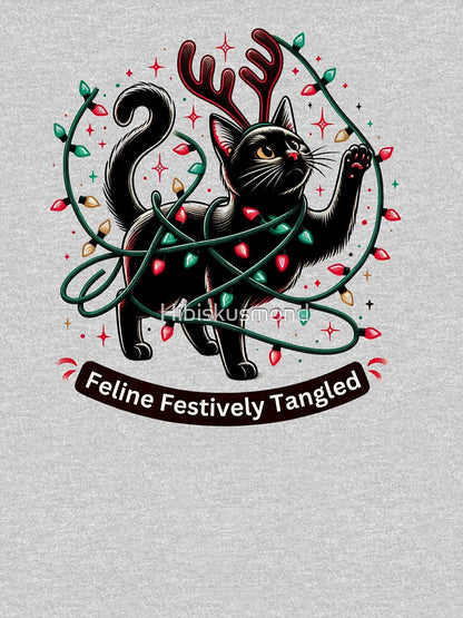 Feline Festively Tangled, cute black Christmas Cat