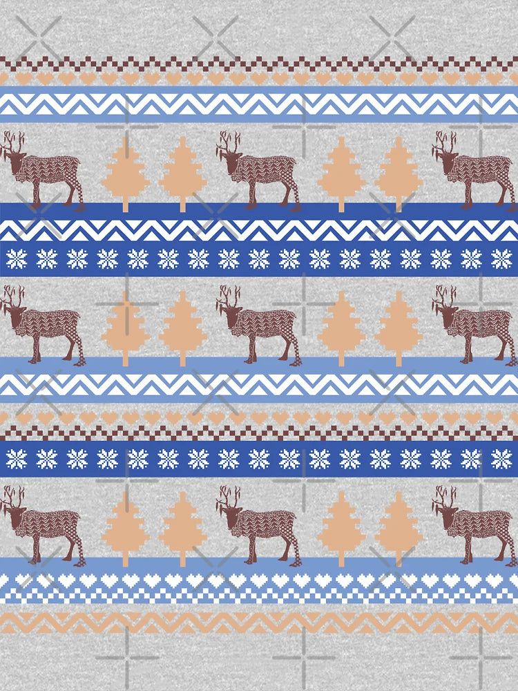 Fair Isle Classic Patchwork Reindeer Ugly Christmas Sweater Print 1