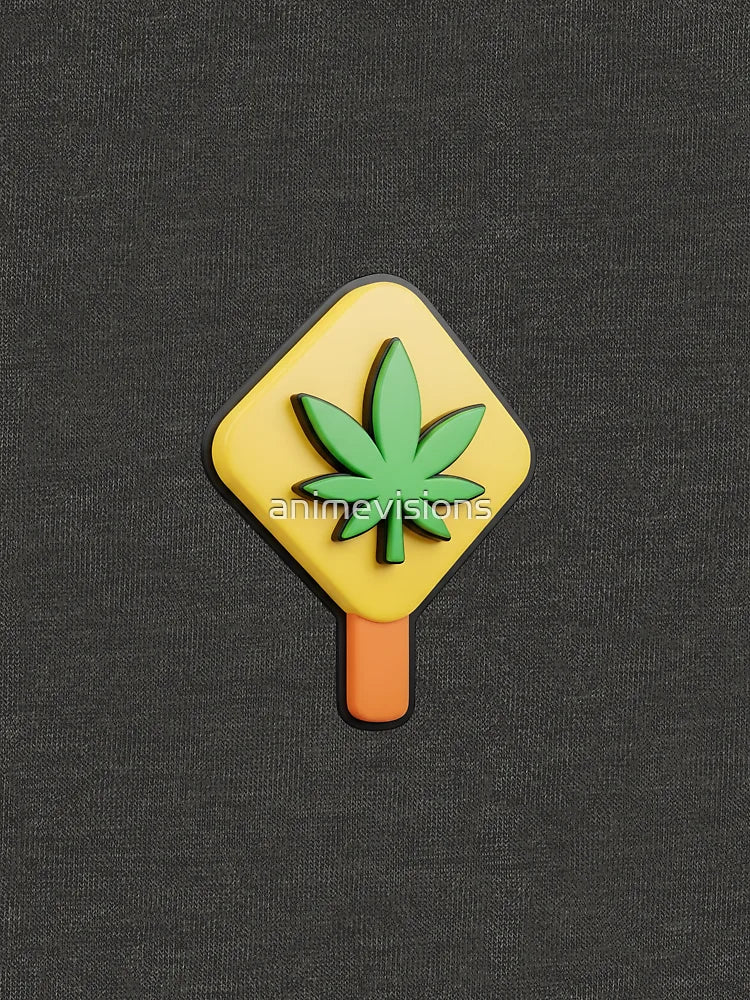 3D model cartoonish pot leaf sign