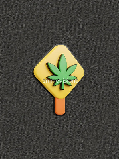 3D model cartoonish pot leaf sign