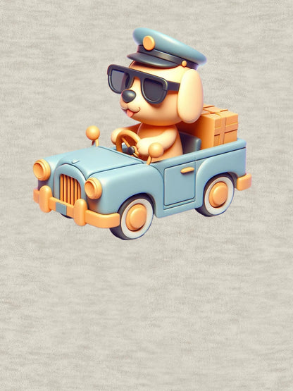 3D Dog with Sunglass Riding a Car, Cute Dog Riding a Car, Adorable Kawaii Dog Riding a Car