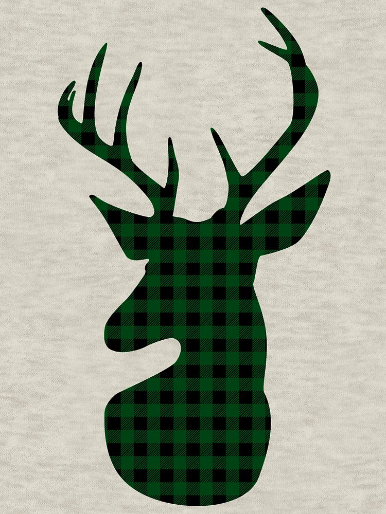 Elegant Green Plaid Deer Design