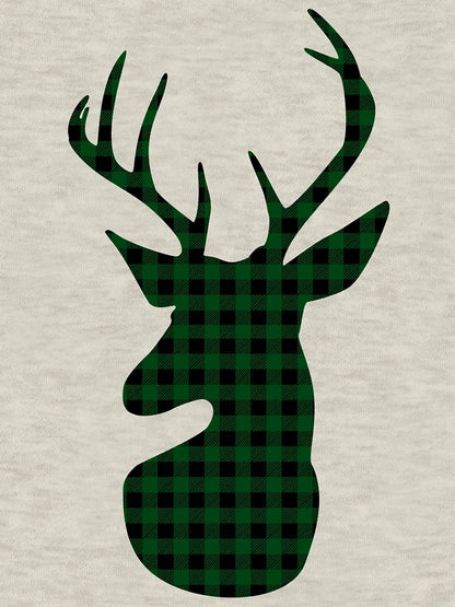 Elegant Green Plaid Deer Design
