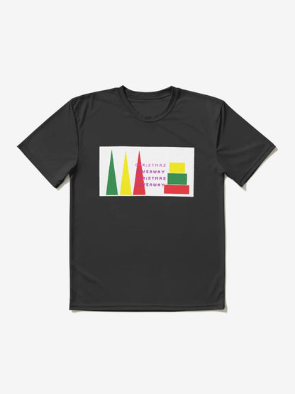 Abstract christmas giveaway gift boxes and trees in red,yellow and green colours in geometric style