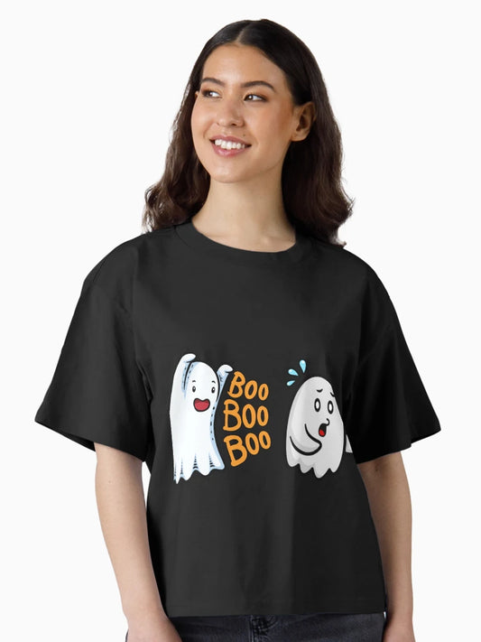 A couple of boo scaring each other- Ghost of Disapproval- Funny Halloween Design