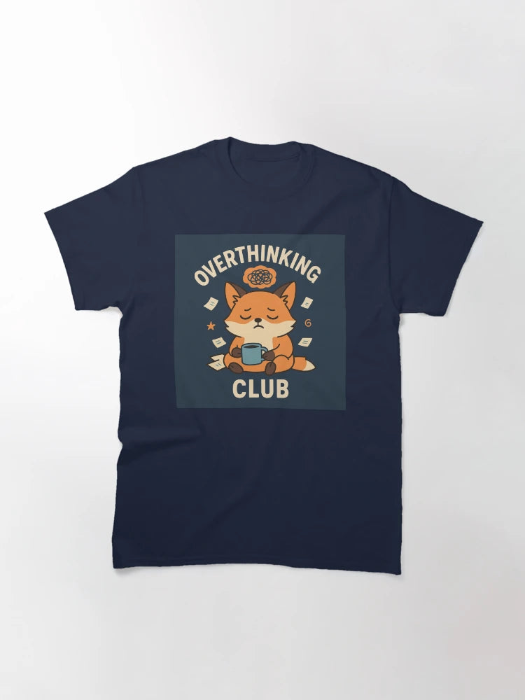 Overthinking Club – Cute Coffee Fox Mental Health Design