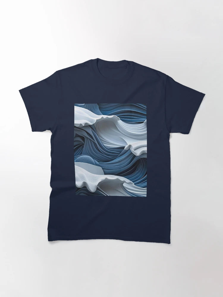 Elegant Blue and Grey Textured Fractal Wave Design