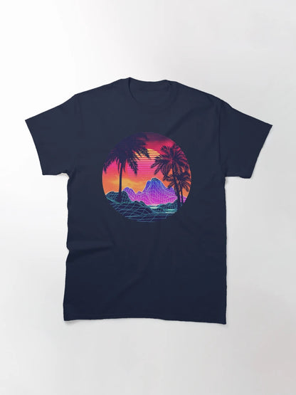80s Vaprwave rocks and palm trees design