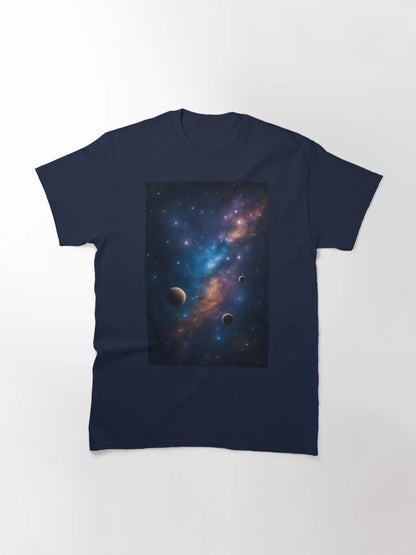 3D Galaxy Art with Stars and Planets