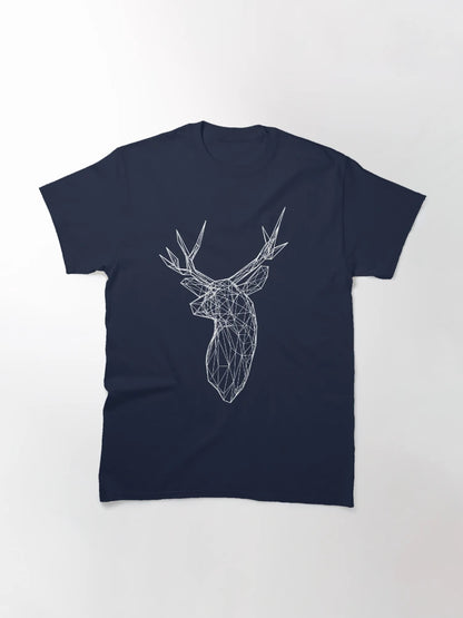 3D White Line Stag Deer Polygon Head
