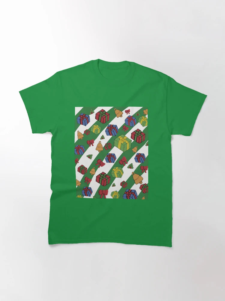 Festive Christmas Pattern - Gifts - green stripes